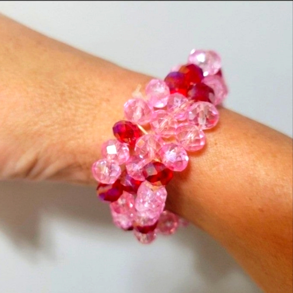 BEADED STRETCH ABSTRACT BRACELET 3 ROWS